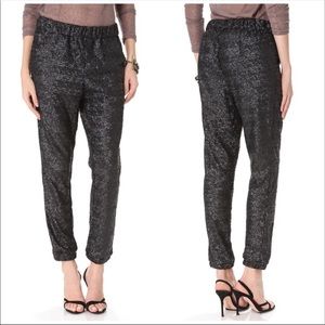 Free People Black Sequins Party Pants Joggers